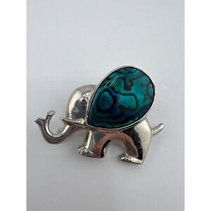 Silver Tone Elephant Brooch Pin Vintage 90s Cute Blue‎ Adorable Estate